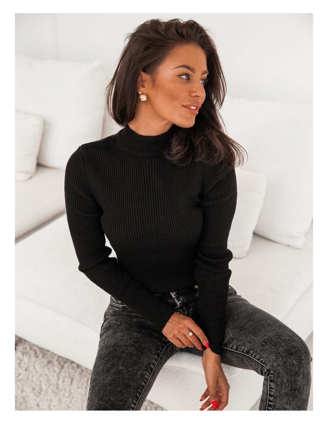 Women\'s fitted black turtleneck 3212024 - Online store - Boutique